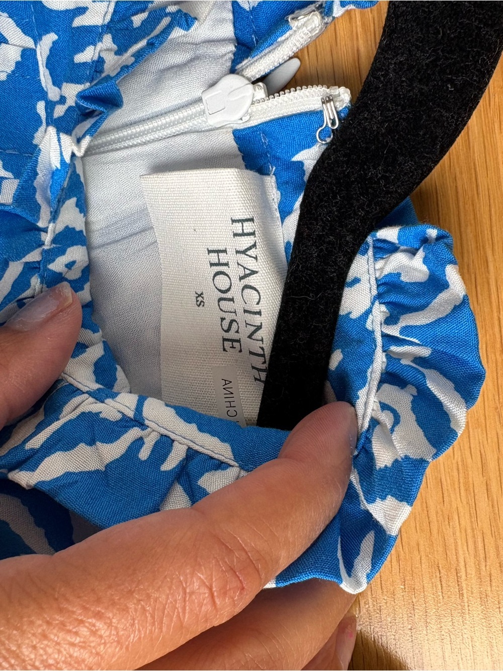 Blue Patterned Ruffle Mini Dress - Picture 3 of 4
